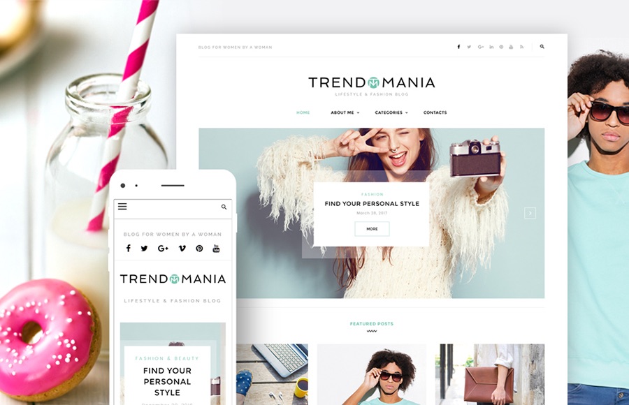 Tema WordPress de blog de moda e estilo de vida Trendomania