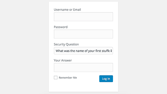 Adicionar pergunta de segurança na tela de login