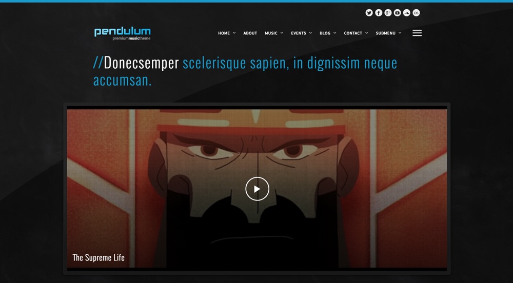 Pêndulo, Tema WordPress de Gerenciamento de Música