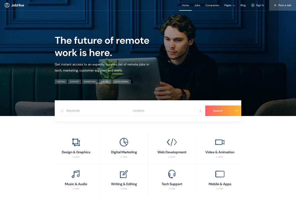 Tema WordPress Moderno JobHive