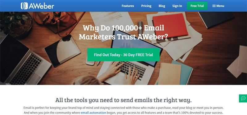 melhores serviços de email marketing para WordPress AWeber