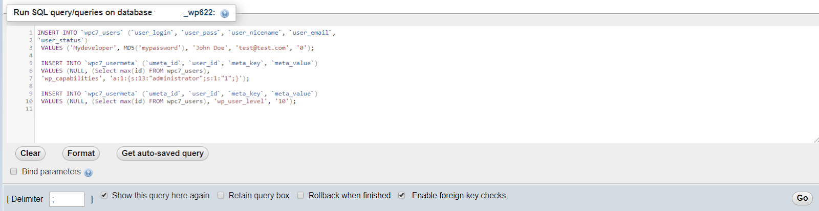 SQL Criar um novo usuário Admin