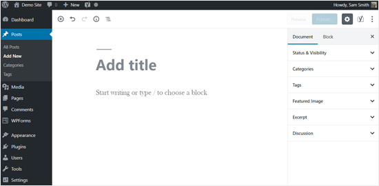 Editor de postagem do WordPress