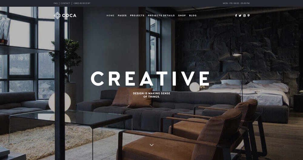 Coca - Design de Interiores e Arquitetura WordPress