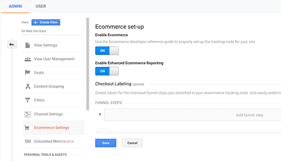 Ative o rastreamento de comércio eletrônico no Google Analytics