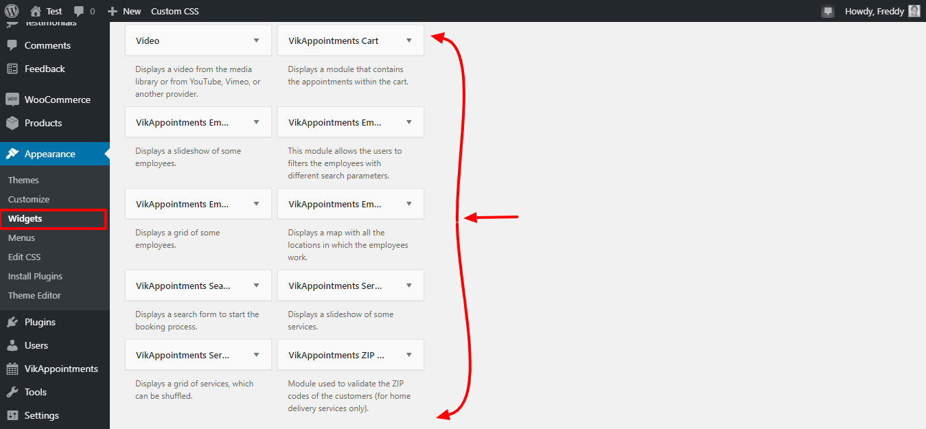 widgets de compromissos vika