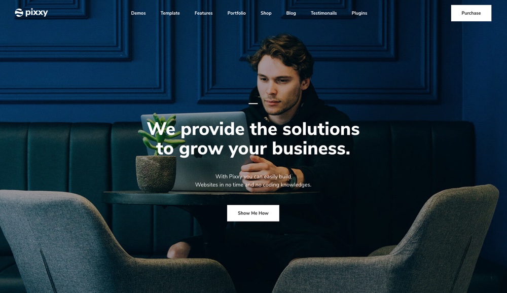 Tema da página de destino do Pixxy Material Design