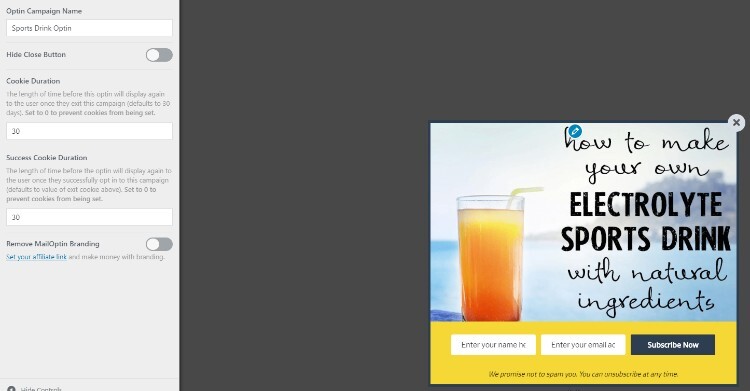 Revisão do MailOptin: regras de pop-up
