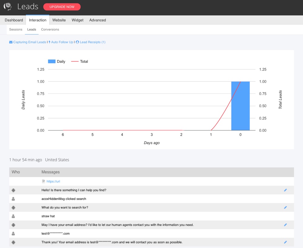 Acobot AI Chatbot: sessões de bate-papo