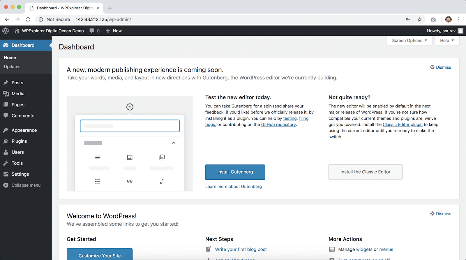 instalando wordpress no digitalocean com sucesso