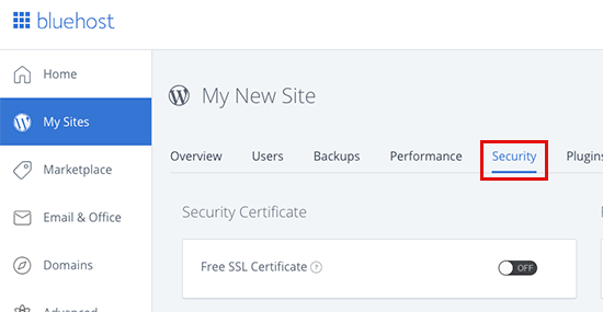 SSL grátis Bluehost