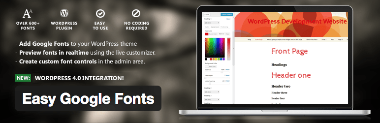 Plugin WordPress gratuito fácil do Google Fonts
