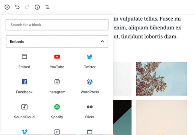 Adicionar blocos de incorporação