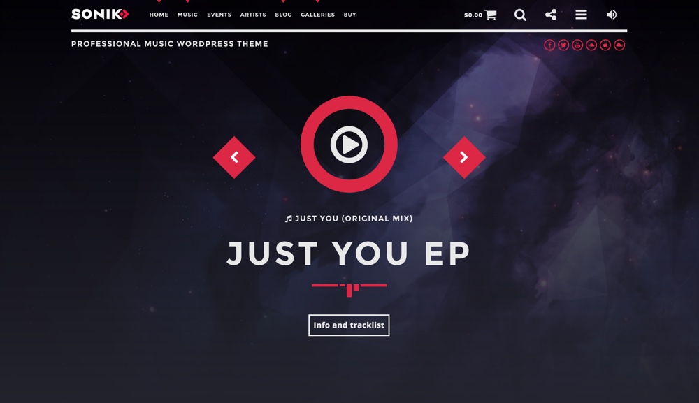 Tema WordPress de música responsiva SONIK