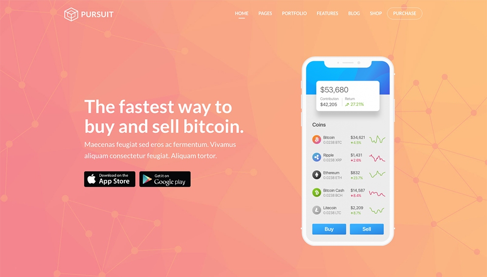 Perseguir o tema flexível do WordPress do aplicativo de criptomoeda
