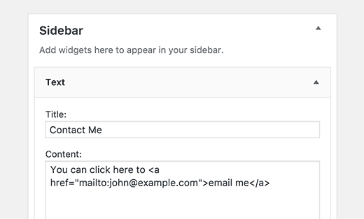 Adicionando um link de e-mail em HTML simples