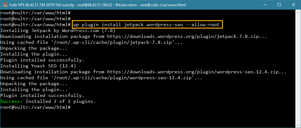 wp-cli instala vários plugins no wordpress