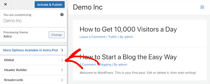 Visualize e teste o novo tema do WordPress