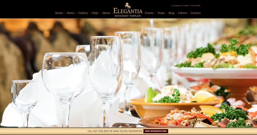 Elegantia - Tema WordPress de restaurante e café