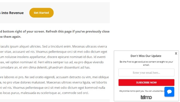 Revisão do MailOptin: Slide-in