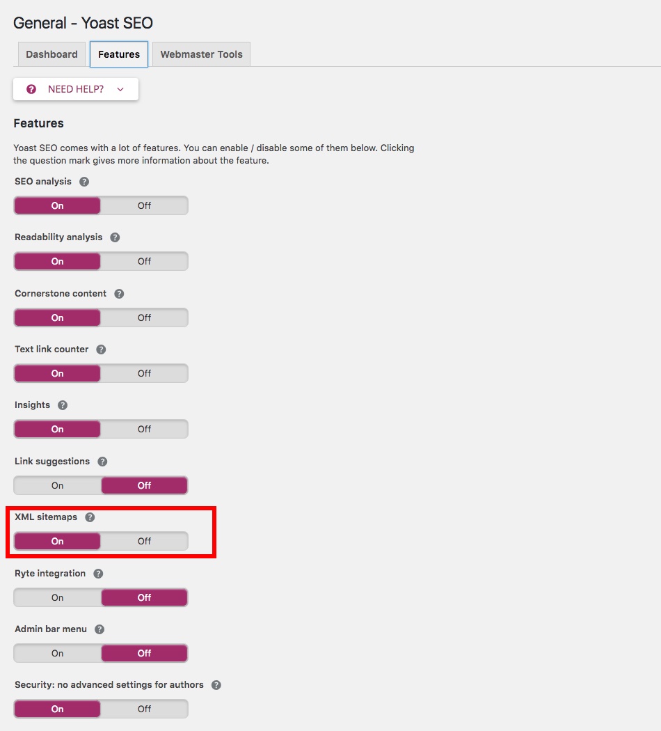 Mapa do site Yoast SEO XML