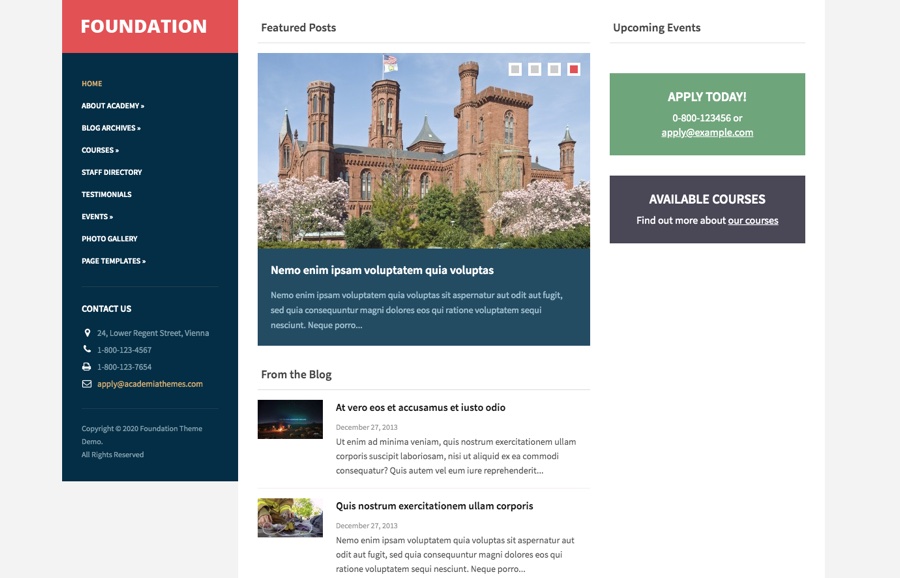 Tema WordPress Fundação