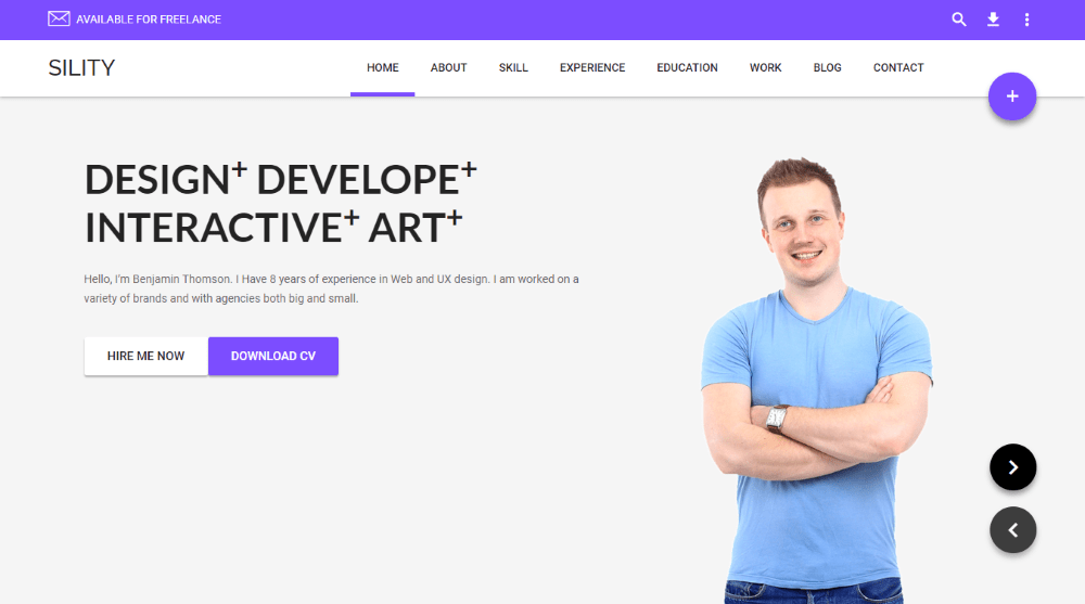 Sility vCard CV Currículo Tema WordPress