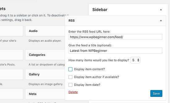 Adicionando widget RSS ao seu site WordPress