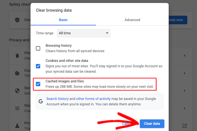 Limpar imagens e arquivos em cache