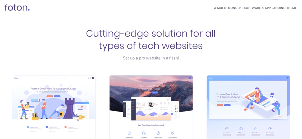 Tema Foton Software e App Landing WordPress