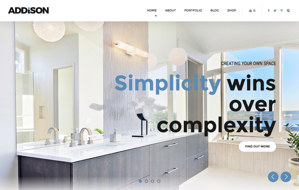 Tema WordPress de Design de Interiores e Decoração Addison
