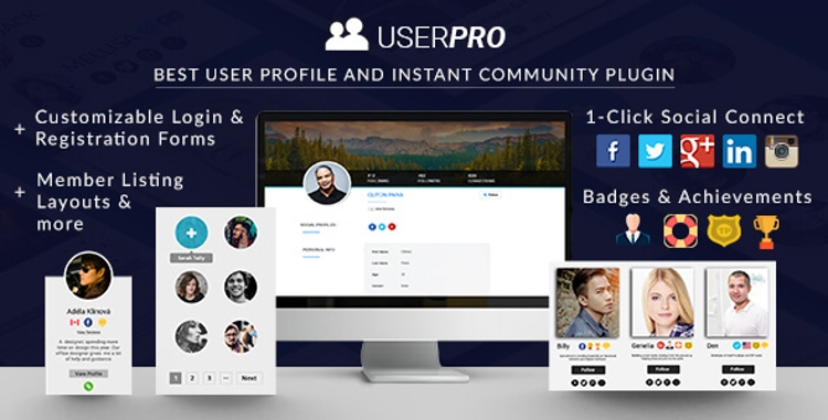 Perfis de usuário USERPRO com plug-in WordPress premium de login social