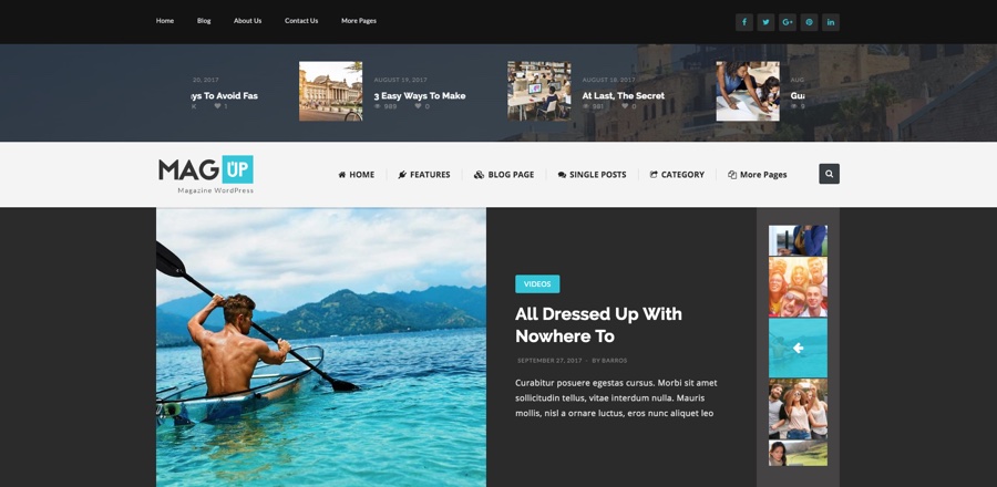 Tema WordPress de revista de estilo moderno MagUp