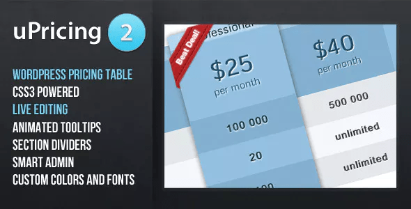 uPricing - Tabela de preços para WordPress