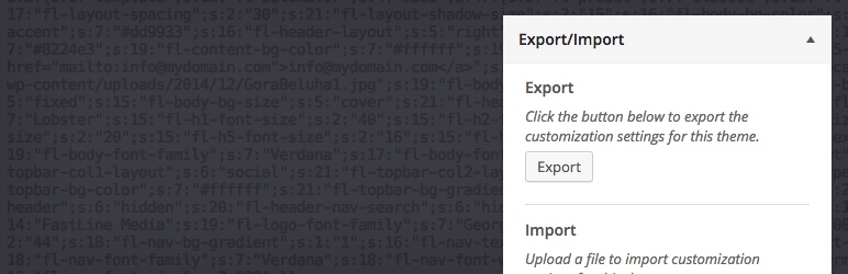 Plugin de exportação/importação do personalizador