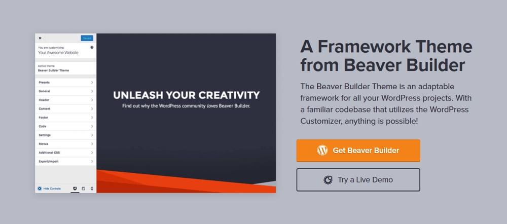 Tema da estrutura do Beaver Builder