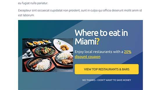 Campanha em linha mostrando aos usuários informações localmente relevantes