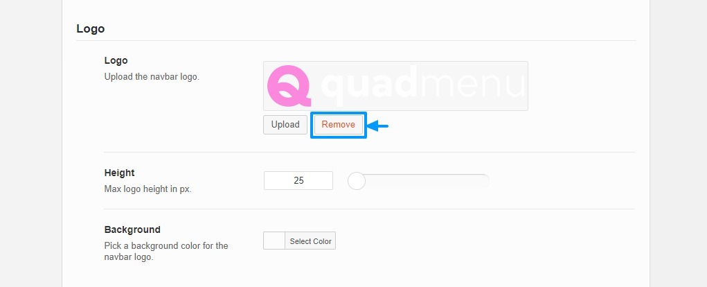 removendo um logotipo no menu quadmenu