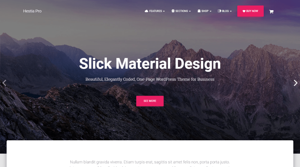 Tema WordPress Hestia Pro Material Design