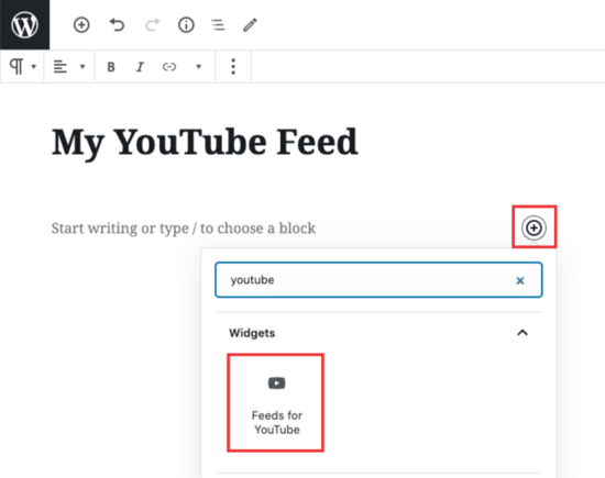 Bloqueio de feed do YouTube