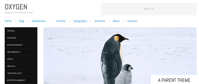 Tema WordPress responsivo ao oxigênio