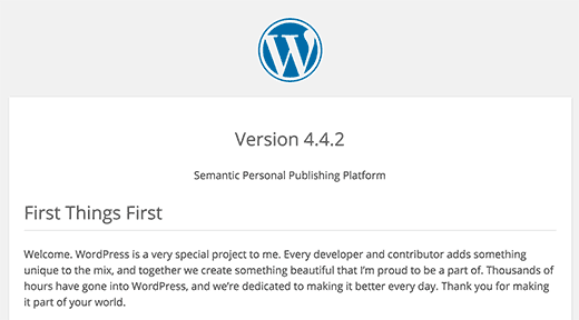 arquivo leia-me do WordPress
