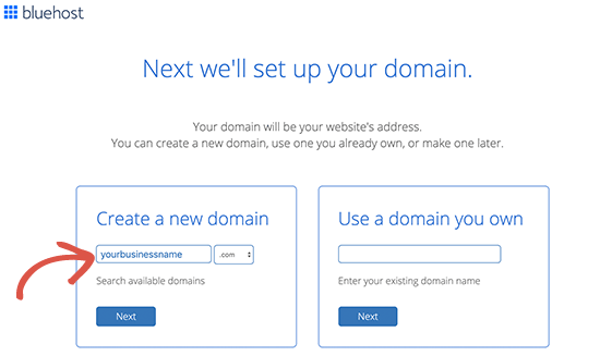 Selecione seu domínio de e-mail gratuito