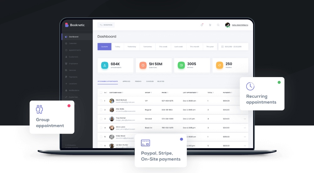 Booknetic - Sistema de agendamento e agendamento de consultas WordPress