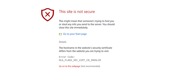 Este site não é seguro - Microsoft Edge