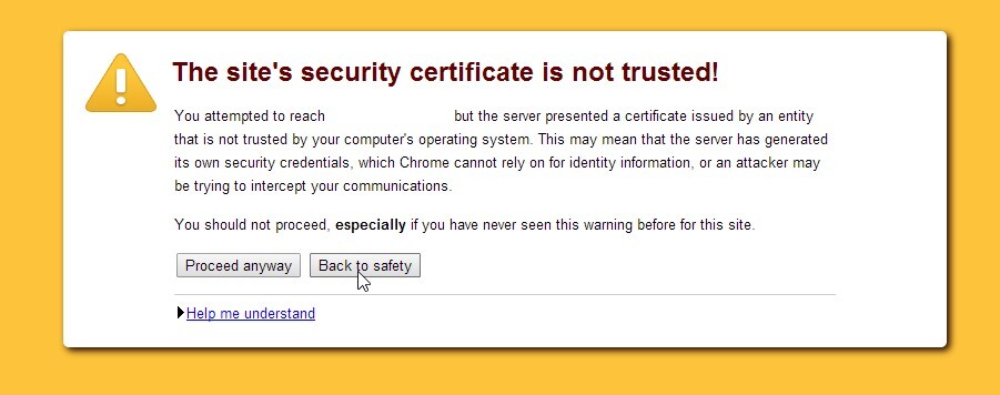 Aviso de não confiável do Google