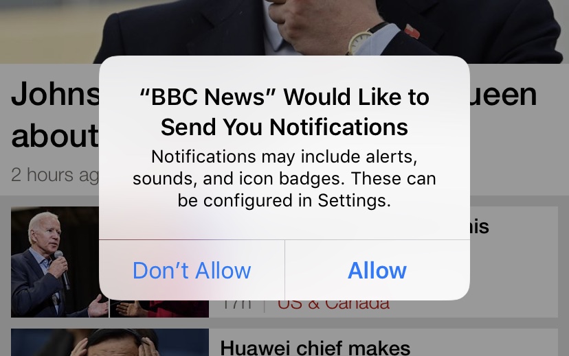 Ativação de notificação push