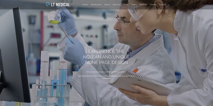 Tema WordPress de uma página médica LT