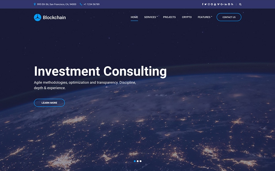 Tema WordPress de Criptomoeda e Consultoria Blockchain