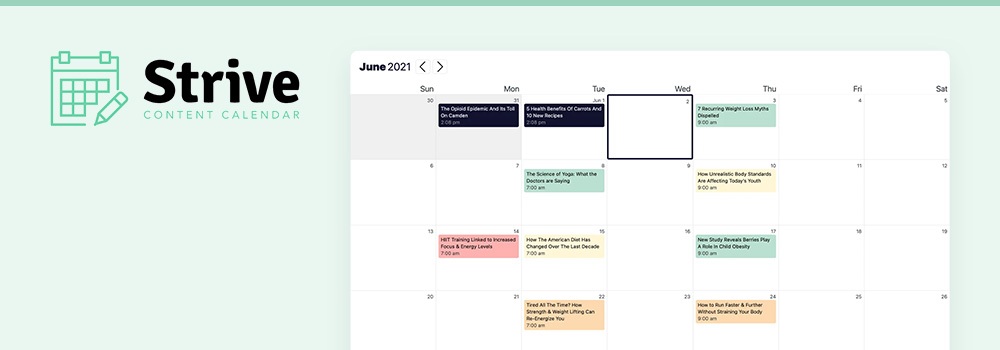 Calendário de conteúdo do esforço